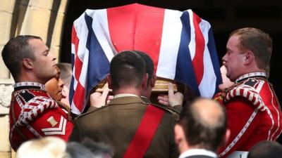 Fusilier Lee Rigby's coffin carried into church