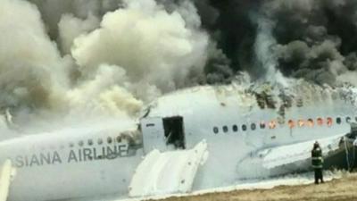 The crashed Asiana plane in San Francisco