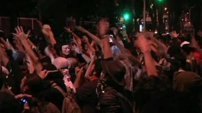 Protesters outside Rio's Guanabara Palace