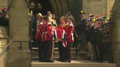 Lee Rigby's coffin after the service