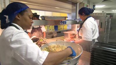 School dinners being prepared