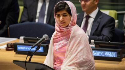 Malala Yousafzai addresses the United Nations