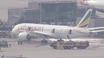 The Ethiopian Airlines plane at Heathrow