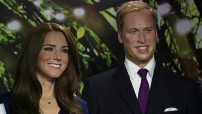 Waxwork models of the Duke and Duchess of Cambridge