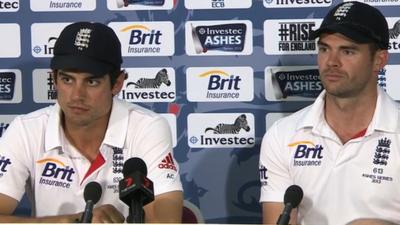 England captain Alistair Cook (l) and bowler James Anderson