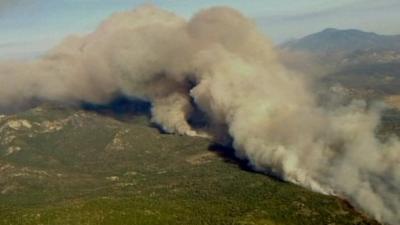 Wall of smoke near Idyllwild in southern California