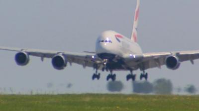 Airbus A380 coming in to land at Manston Airport