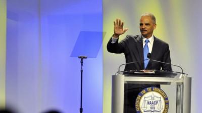 Attorney General Eric Holder speaks to the National Convention of the NAACP