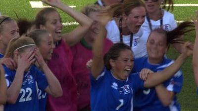 Iceland women celebrate