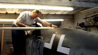 Stan Howes making a replica aeroplane