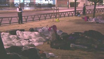 Roma gypsies sleeping rough