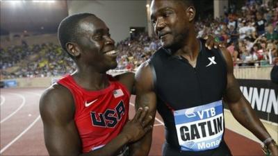 Dentarius Locke congratulates Justin Gatlin