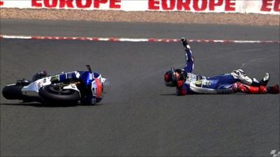 Jorge Lorenzo crashes at the Sachsenring