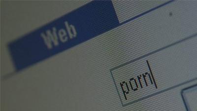 the word porn typed into a search engine