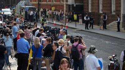 Outside the hospital where the Duchess of Cambridge is