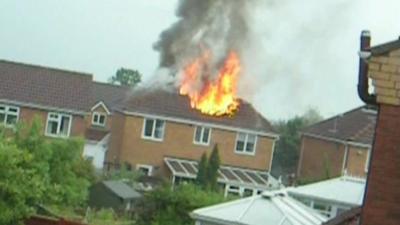 House on fire in Heanor, Derbyshire