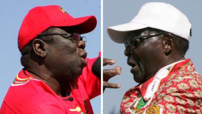 Morgan Tsvangirai and Robert Mugabe