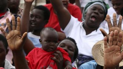 Mugabe supporters at a rally