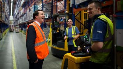 George Osborne and Tesco workers