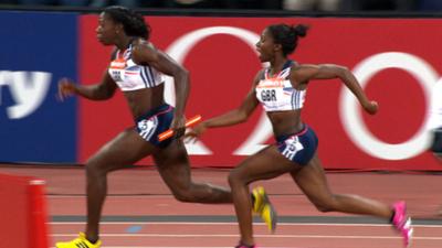 Great Britain women win 100m relay