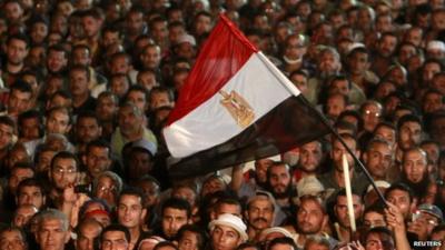 Pro-Morsi protesters with flag