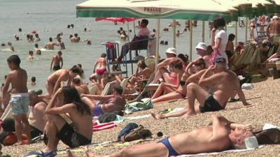 Crowded beach