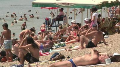 Crowded beach