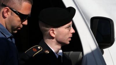 Bradley Manning arriving to hear the verdict in his miltary trial