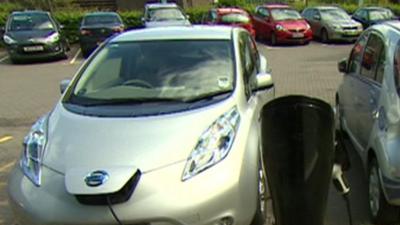 Cars at a charging point