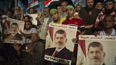 Pro-Morsi supporters with posters and flags