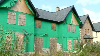 One of many abandoned buildings