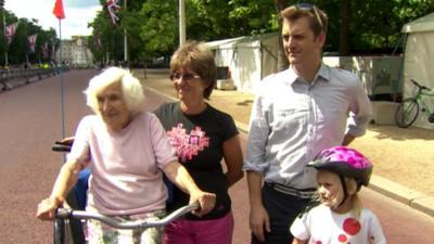 Four generations of the Tingle family, who are taking part in the cycle event