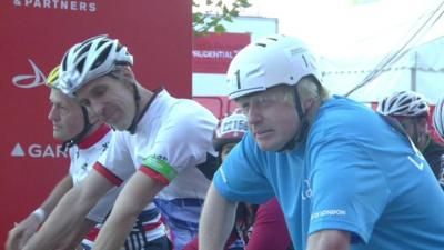 London Mayor Boris Johnson gets ready for the race