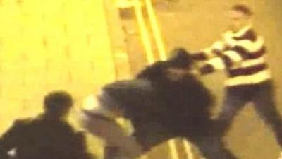 CCTV image of a street fight