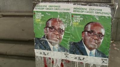 Zanu-PF Campaign posters in Harare, Zimbabwe