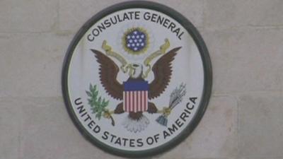 A sign saying "Consulate General United States of America"