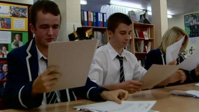 School pupils receive exam results