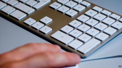 Man using computer keyboard