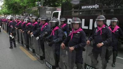 Police guard Thailand's parliament