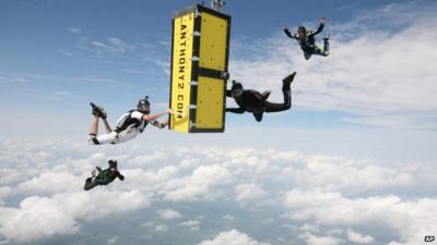 Anthony Martin carries out his skydive stunt