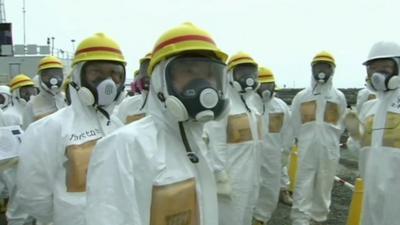 Clean-up workers at Fukushima