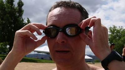 Gavin Maitland adjusts his goggles