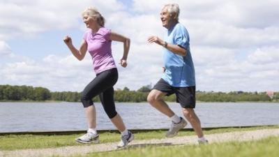 A couple jogging