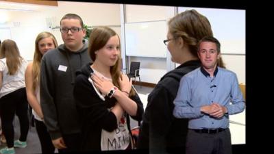 Students in a sign language class