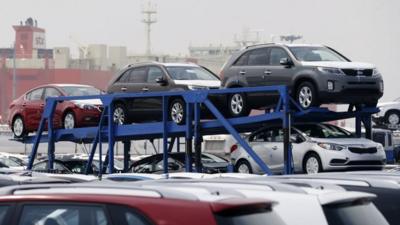 Hyundai cars being transported