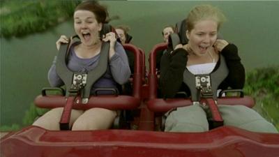 Girls on a rollercoaster