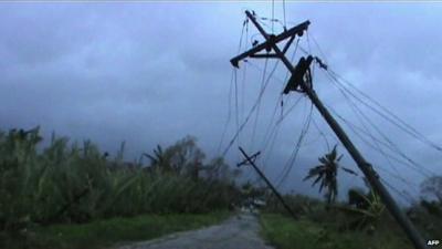 Damaged power lines