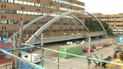 Tram bridge at the QMC