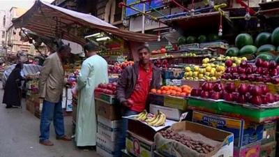 Street market stalls in Egypt