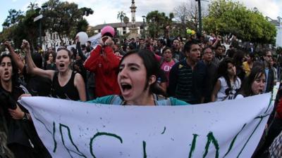 Protesters in Quito